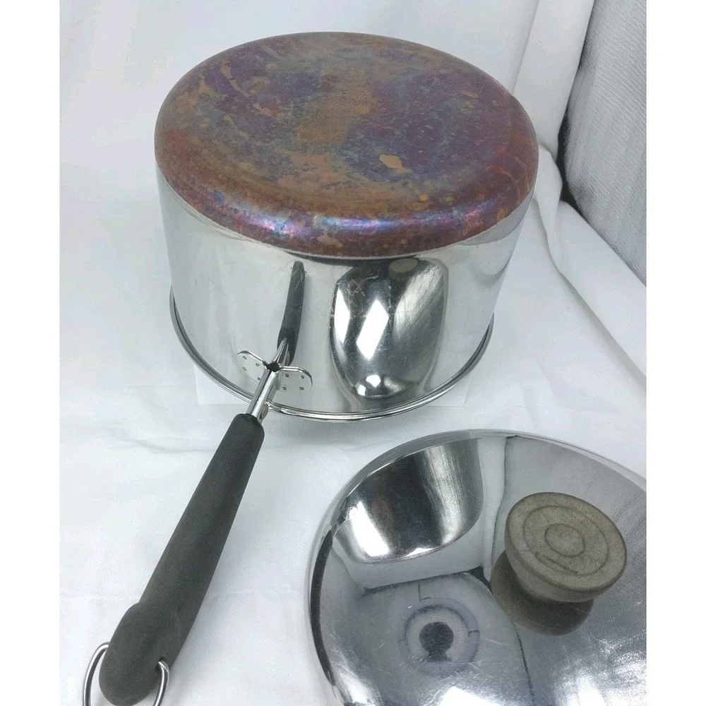 Vintage Revere Ware 1801 Copper Clad Bottom 3qt Saucepan W/ Lid Made in USA